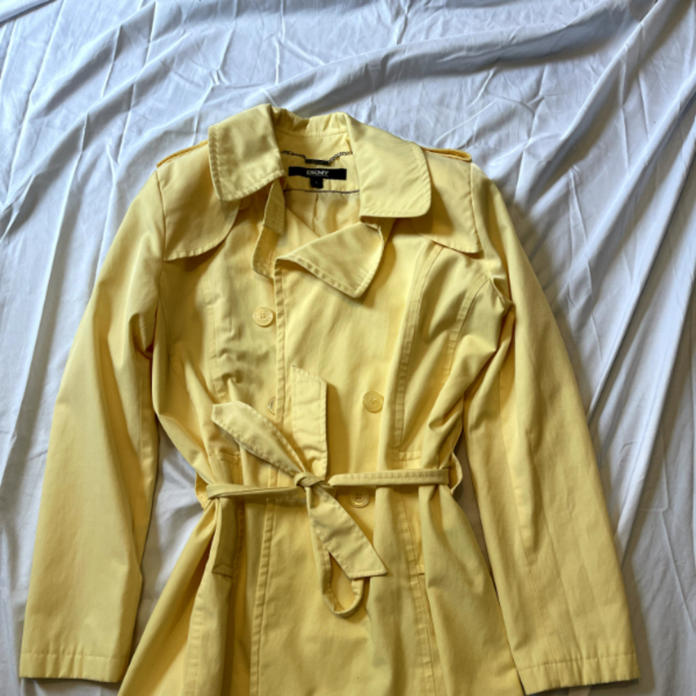 DKNY Yellow Women's Trench Coat L